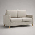 2 divano quadrato in tessuto beige chiaro con piedi in legno, 150 × 82 × 84 cm
