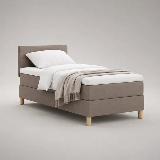 Letto da 1 posto con letto imbottito, materasso e testata imbottita, letto 90 × 200 cm, dimensioni 210 × 100 × 110 cm