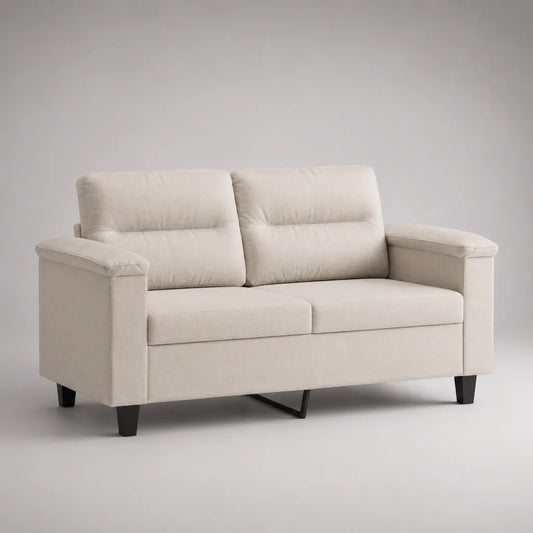 Divano destro 2 sedili in crema di velluto poliestere, 160 × 82 × 88 cm