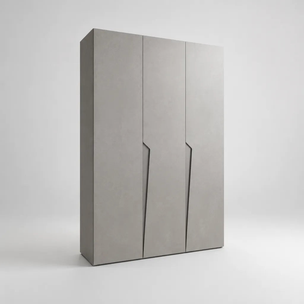 Armadio rettangolare a 3 porte in pannello di particelle di melamina, grigio cemento e grigio antracite, 150 × 55 × 200 cm