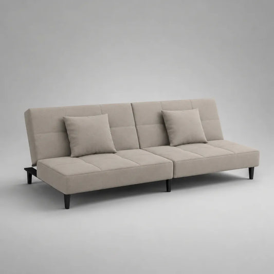 Divano letto 3 posti in tessuto beige con schienale regolabile, 200 × 92 × 84 cm, letto 200 × 110 cm