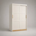 Armadio rettangolare con 2 porte scorrevoli in pannello di particelle, rovere bianco e chiaro, 120 × 55 × 200 cm