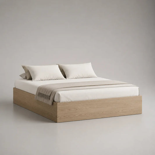 Telaio matrimoniale 160 × 200 cm in pannello di particelle di melamina effetto rovere leggero, senza testata