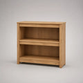 2 livelli rettangolare libreria bassa in rovere massello e rovere placcato MDF, rovere naturale, 90 × 30 × 90 cm